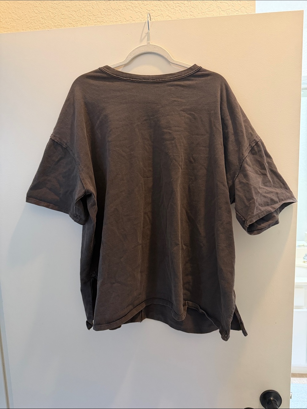 Charcoal grey oversized Short Sleeve Tee with Side Slit